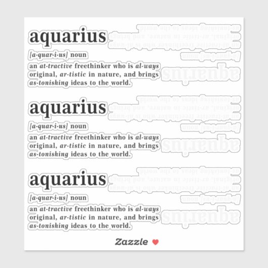 Aquarius Definition Ästhetik Astrologie Geschenk Aufkleber (Blatt)