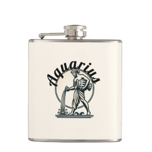 Aquarius der Wassermann Vintage Zodiac Flachmann