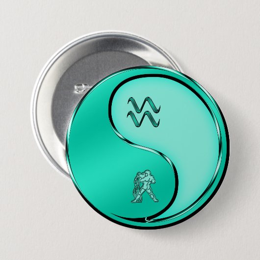 Aquarius der Wasserträger Button (Vorne & Hinten)
