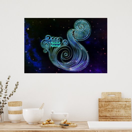 Aquarius der Wasserträger Zodiac Poster (Küche)