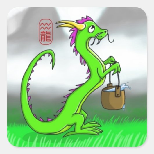 Aquarius/Drache Quadratischer Aufkleber (Vorderseite)