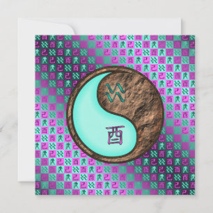 Aquarius & Earth Rooster Karte