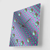 Aquarius & Earth Rooster Quadratische Wanduhr (Winkel)