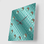 Aquarius & Earth Snake Quadratische Wanduhr (Winkel)