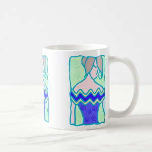 Aquarius-Frau der 20er Jahre mit Symbol blau aquam Kaffeetasse