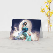 Aquarius - Frauen gießen Wasser aus einem Jug Karte (Gelbe Blume)