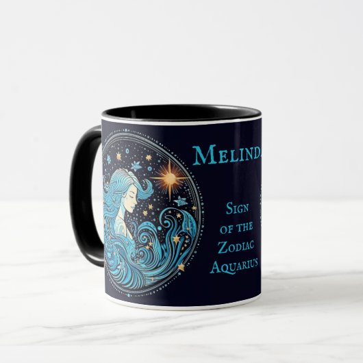 Aquarius Geburtstag Geschenk Name Kaffee schwarz Tasse (Vorderseite Links)