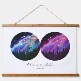 Aquarius Gemini Personalisierte Paare Horoskop Wandteppich Mit Holzrahmen