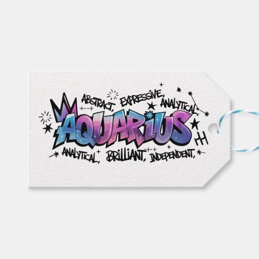 Aquarius Geschenkanhänger (Vorderseite (Horizontal))