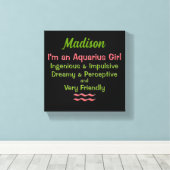Aquarius Girl Rosa und Grün mit Namen Leinwanddruck (Insitu (Holzboden))