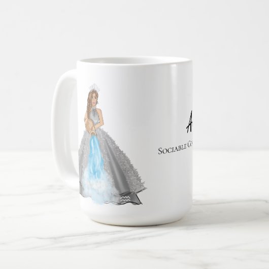 Aquarius Goddess Fashion Illustration Wasserträger Kaffeetasse (Vorderseite Links)