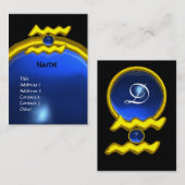 AQUARIUS GOLD JEWEL SAPPHIRE MONOGRAM Blau Visitenkarte (Vorne/Hinten)