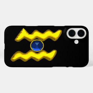 AQUARIUS / GOLD ZODIAC BIRTHDAY JEWEL iPhone 16 PLUS HÜLLE