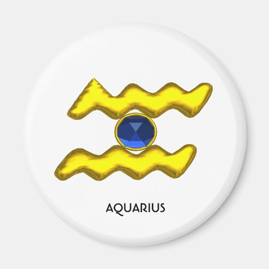 AQUARIUS / GOLD ZODIAC BIRTHDAY JEWEL MAGNET (Vorne)