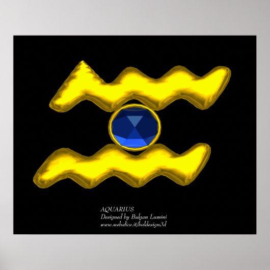 AQUARIUS / GOLD ZODIAC BIRTHDAY JEWEL POSTER (Vorne)