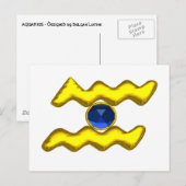 AQUARIUS / GOLD ZODIAC BIRTHDAY JEWEL POSTKARTE (Vorne/Hinten)