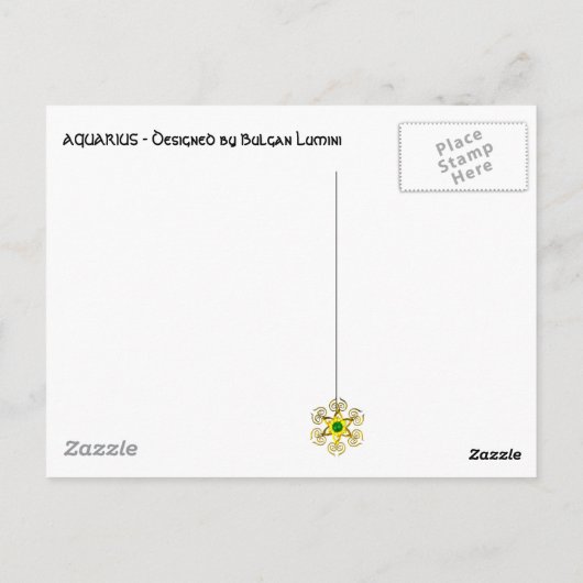 AQUARIUS / GOLD ZODIAC BIRTHDAY JEWEL POSTKARTE (Rückseite)