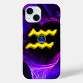 AQUARIUS GOLD ZODIAC SIGN Blaue Lila Fraktal Case-Mate iPhone Hülle (Rückseite)
