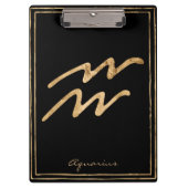 Aquarius Hammergoldstilisiertes Astrologie-Symbol Klemmbrett (Vorderseite)