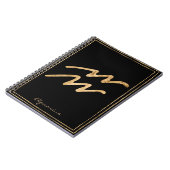 Aquarius Hammergoldstilisiertes Astrologie-Symbol Notizblock (Linke Seite)