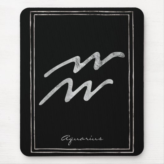 Aquarius Hammersilber stilisierte Astrologie-Symbo Mousepad (Vorne)