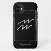 Aquarius Hammersilber stilisierte Astrologie zodia Case-Mate iPhone Hülle (Rückseite)