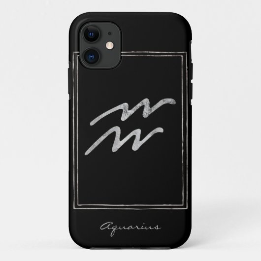 Aquarius Hammersilber stilisierte Astrologie zodia Case-Mate iPhone Hülle (Rückseite)