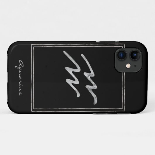 Aquarius Hammersilber stilisierte Astrologie zodia Case-Mate iPhone Hülle (Rückseite (Horizontal))