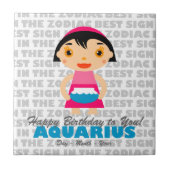 Aquarius Happy Birthday Fliese (Vorderseite)