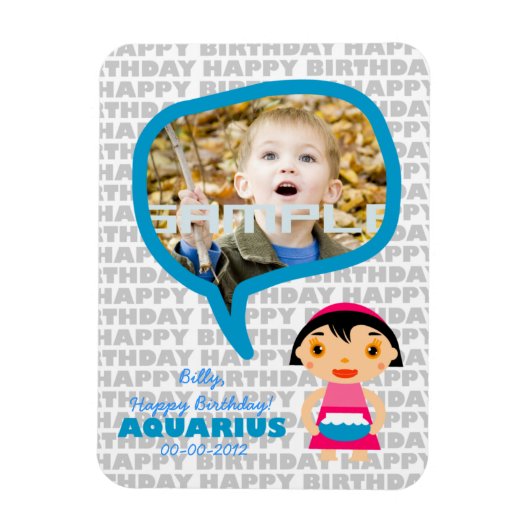 Aquarius Happy Birthday Keepake für Kinder Magnet (Vertikal)