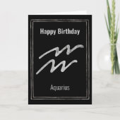 Aquarius Happy Birthday Silber zodiac Sternzeichen Karte (Vorderseite)