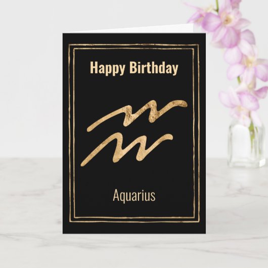 Aquarius Happy Birthday zodiac Astrologie Gruß Karte (Orchidee)