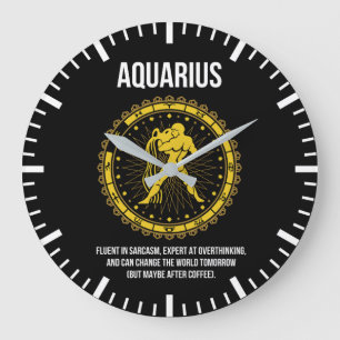 Aquarius - Horoskop, Funny Zodiac-Zeichen-Spaß Große Wanduhr