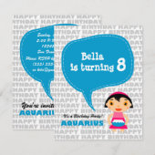 Aquarius Kids Party Einladung (Vorne/Hinten)