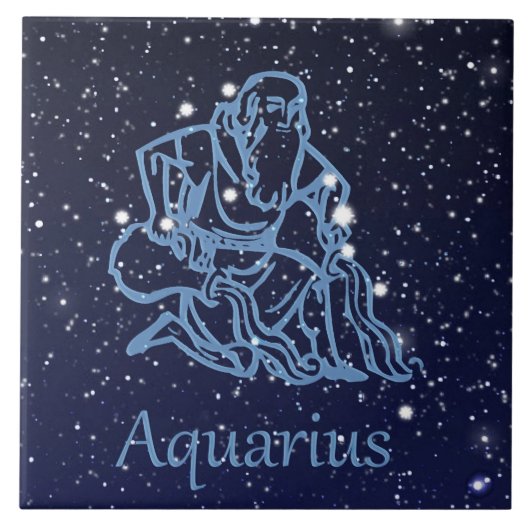 Aquarius Konstellation und Sternzeichen mit Sterne Fliese (Vorderseite)