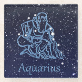 Aquarius Konstellation und Sternzeichen mit Sterne Glasuntersetzer (Vorderseite)