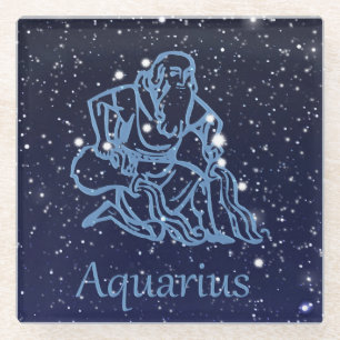 Aquarius Konstellation und Sternzeichen mit Sterne Glasuntersetzer