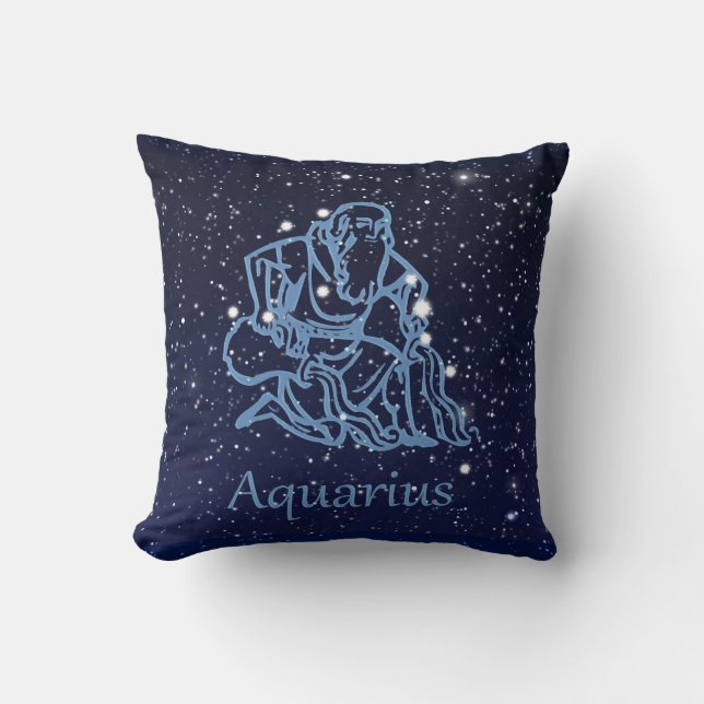 Aquarius Konstellation und Sternzeichen mit Sterne Kissen (Vorderseite)