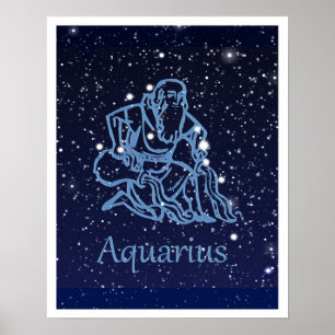 Aquarius Konstellation und Sternzeichen mit Sterne Poster
