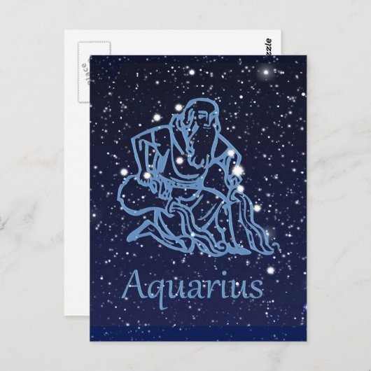 Aquarius Konstellation und Sternzeichen mit Sterne Postkarte (Vorne/Hinten)