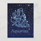 Aquarius Konstellation und Sternzeichen mit Sterne Postkarte (Vorderseite)