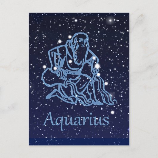 Aquarius Konstellation und Sternzeichen mit Sterne Postkarte (Vorderseite)