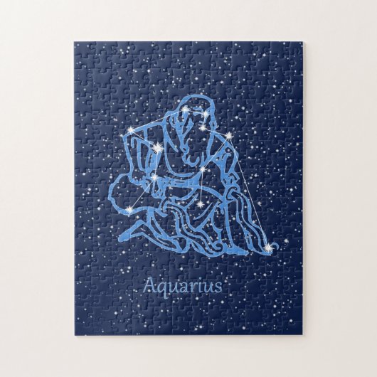 Aquarius Konstellation und Sternzeichen mit Sterne Puzzle (Vertikal)