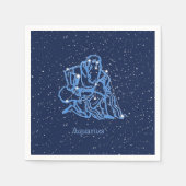 Aquarius Konstellation und Sternzeichen mit Sterne Serviette (Vorderseite)