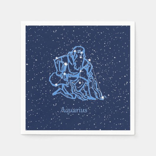 Aquarius Konstellation und Sternzeichen mit Sterne Serviette (Vorderseite)