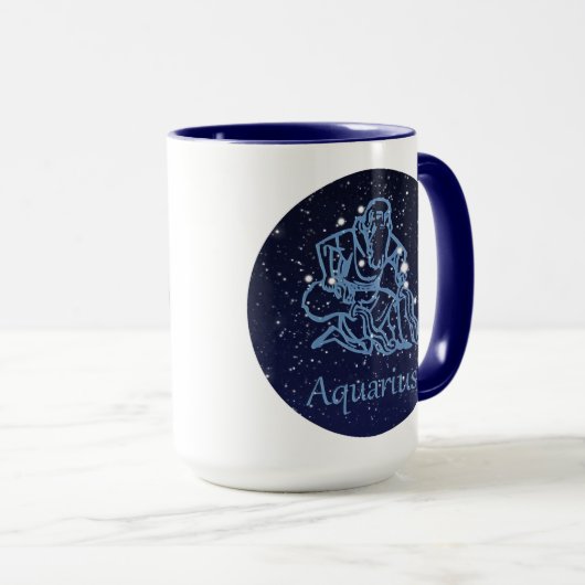 Aquarius Konstellation und Sternzeichen mit Sterne Tasse (VorderseiteRechts)