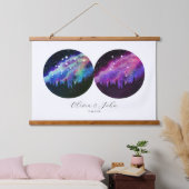 Aquarius Libra Personalisierte Paare Horoskop Wandteppich Mit Holzrahmen (Schlafzimmer)