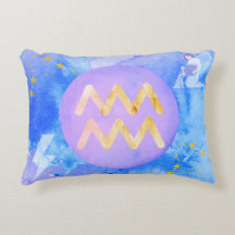 Aquarius Lila Blue Watercolor Astrologie Zodiac