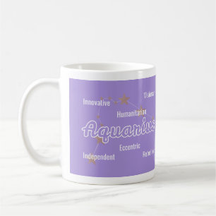 Aquarius Lila Blue Watercolor Astrologie Zodiac Kaffeetasse