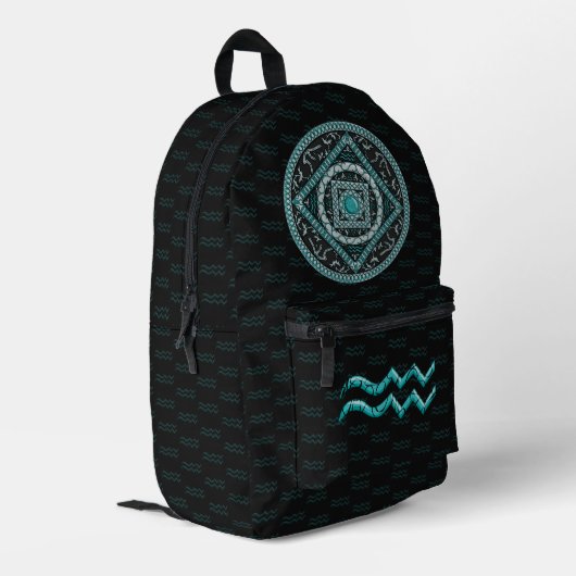 Aquarius Mandala Bedruckter Rucksack (Rückseitige Ecke links)
